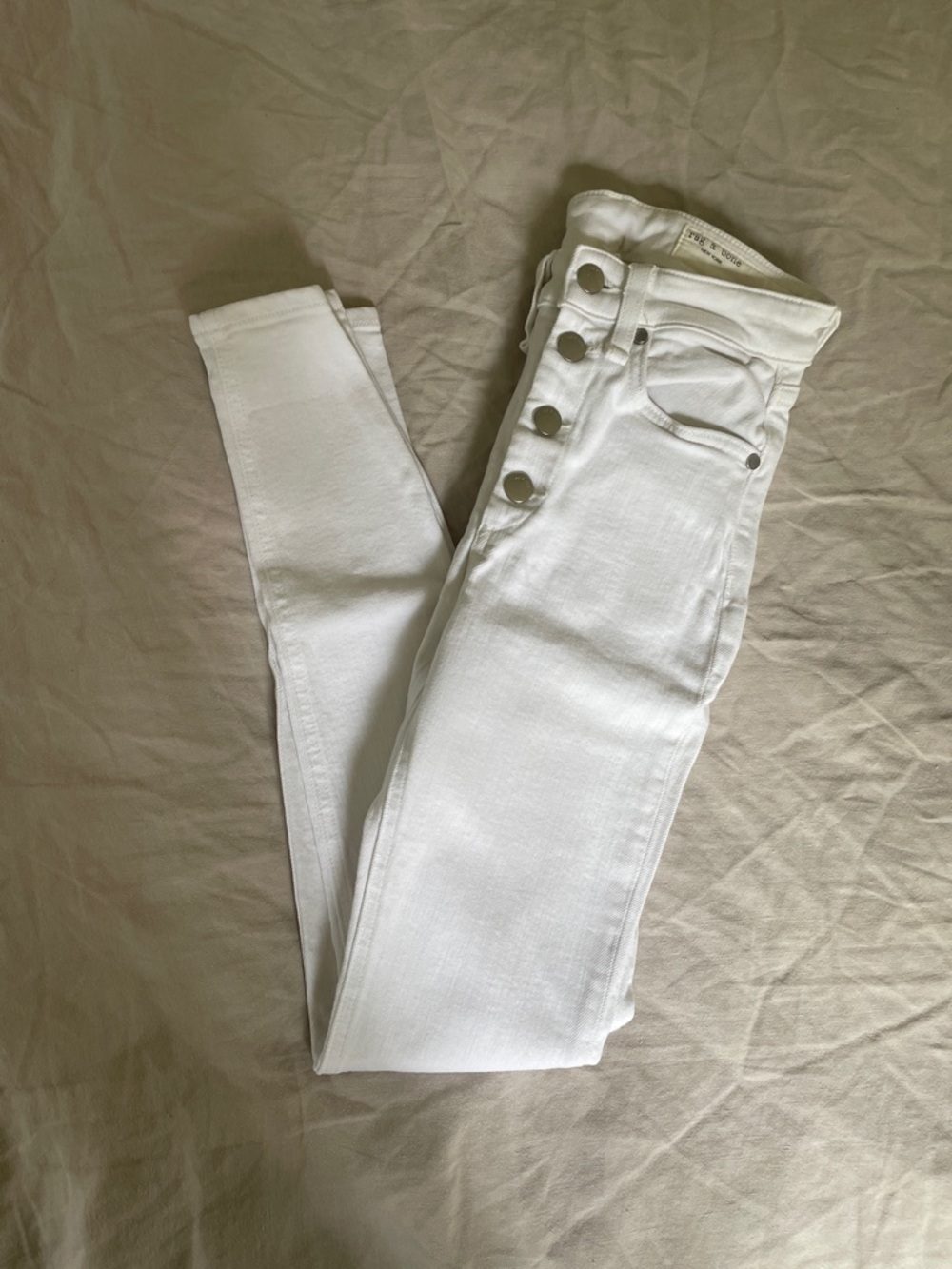 rag & bone White High-Rise Button-Fly Jeans